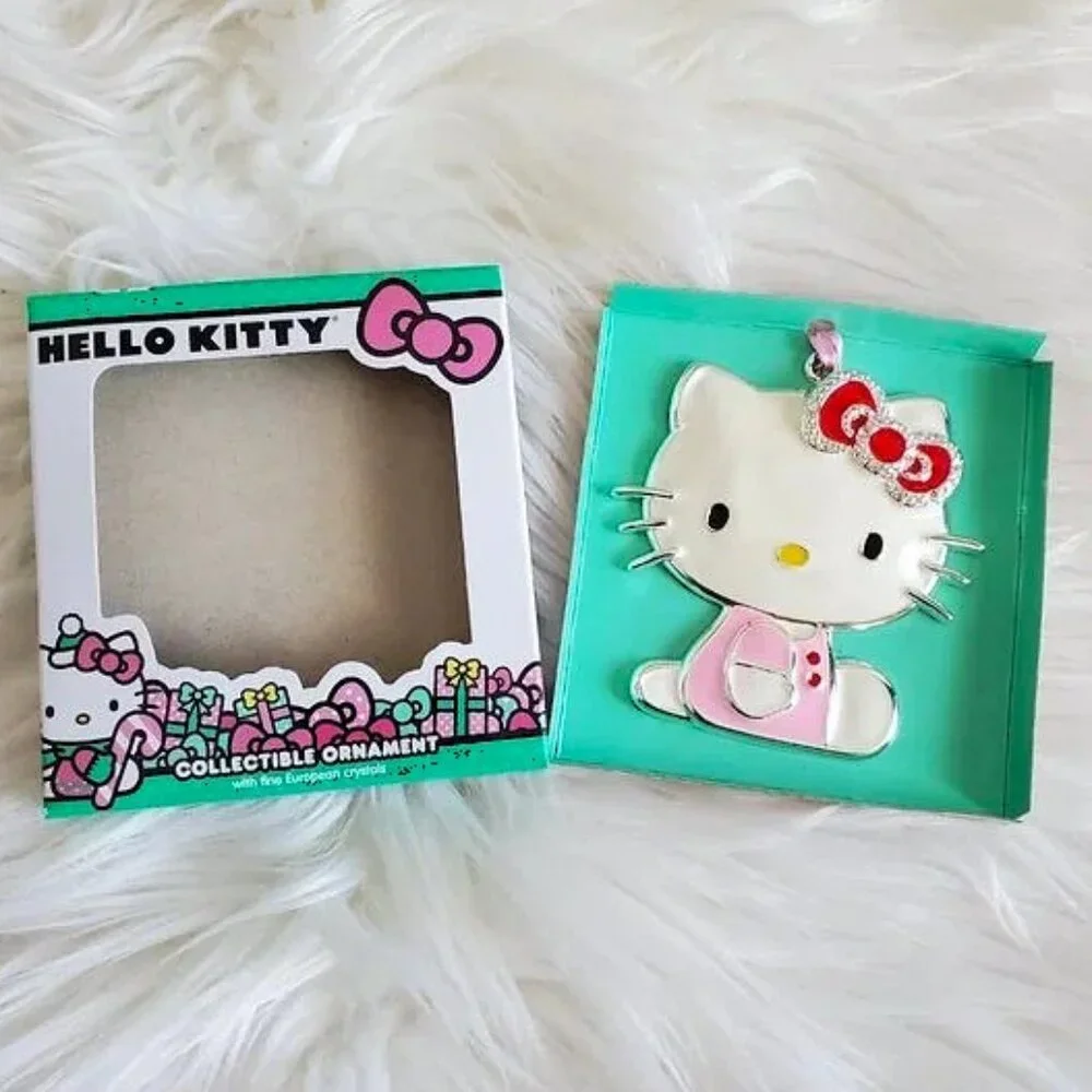 Hello Kitty Collectible Ornament Wearing Pink Dress & A Red Bow